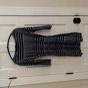 GAP Navy/Gray Striped Knee Length Dress